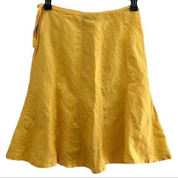 Sherry Taylor Sz S Yellow ☀️ Pleated Linen Look Skirt NWT 🏷 - Picture 4 of 11
